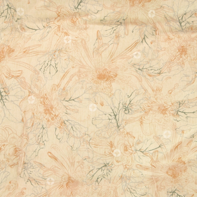 Japanese Futon Mattress, Artisan Handmade (Fabric: Japandi Kikumon Chrysanthemum Ivory)