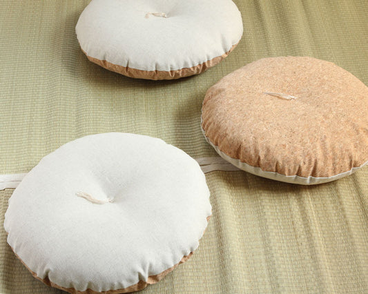 Maru (Round) Zabuton - Natural Cork Leather - 40 cm Diameter