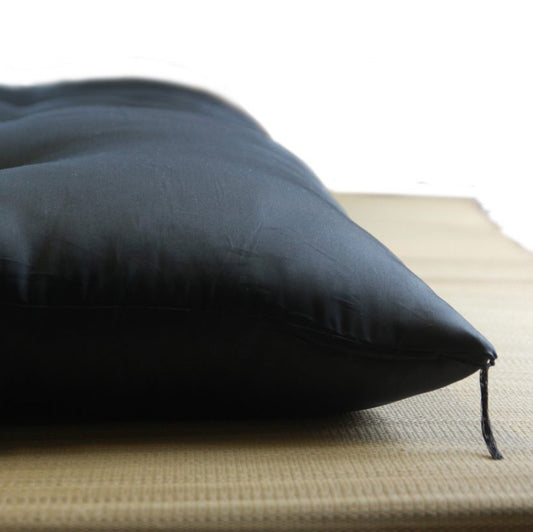Japanese Futon Mattress, Artisan Handmade (Fabric: Supima Cotton Black, Filling: Organic Cotton 100%)