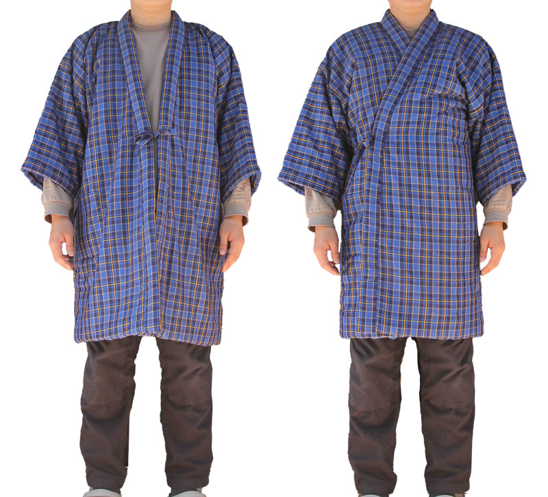 Hanten Long Jacket - Padded Jacket Uchiawase Blue