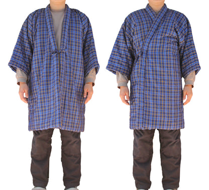 Hanten Long Jacket - Padded Jacket Uchiawase Blue