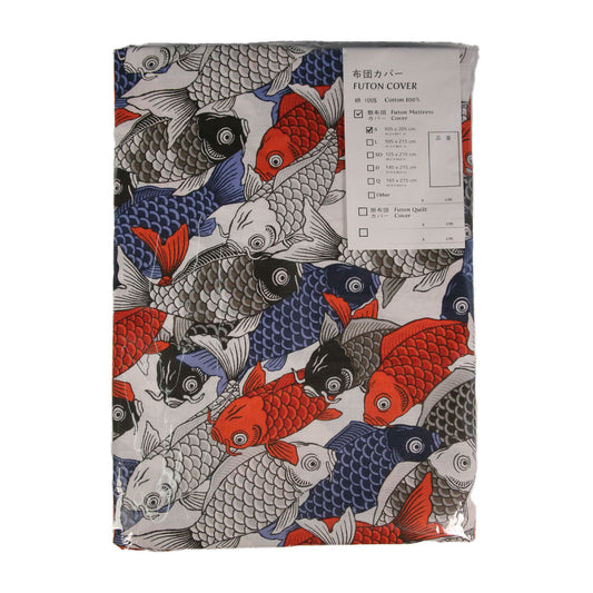 Japanese Shiki Futon (Futon Mattress) Cover Carp Pattern White Single size