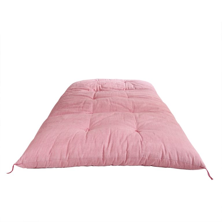 Japanese Futon Mattress, Artisan Handmade (Fabric: Herbal Dyed Cotton Filling: Organic Cotton 100%) Madder Stripe