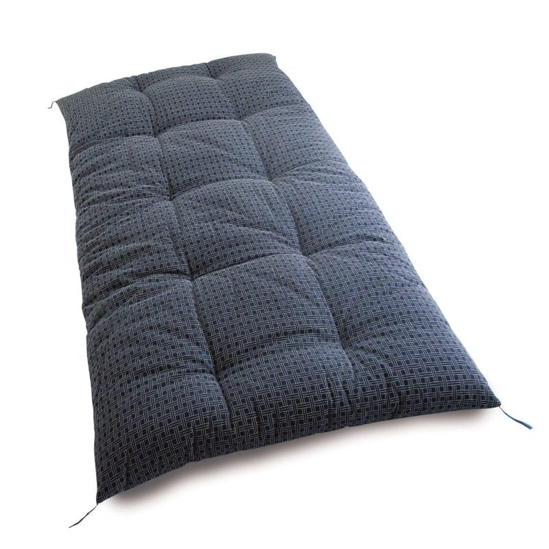 Japanese Futon Mattress, Artisan Handmade (Fabric: Enshu Weaving with Sashiko Embroidery Filling: Organic Cotton 100%) NAVY