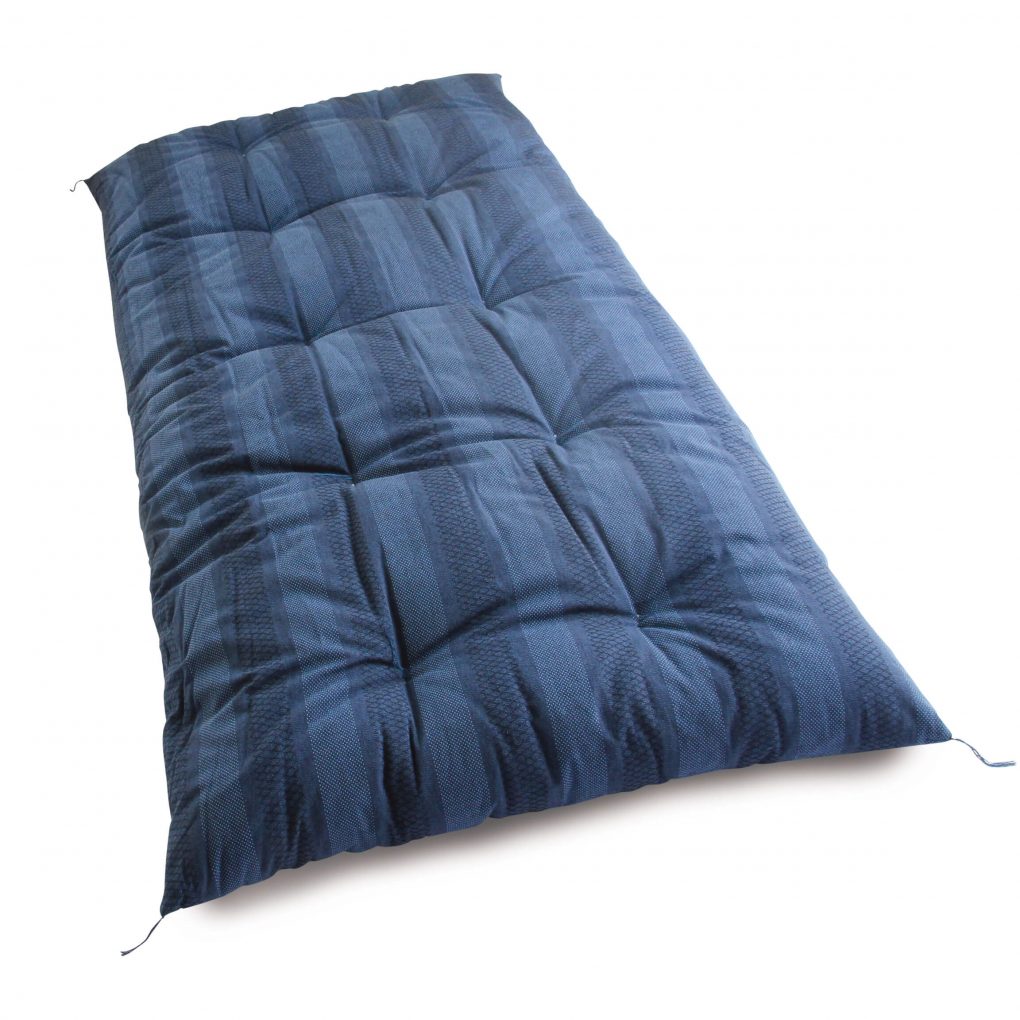 Japanese Futon Mattress, Artisan Handmade (Fabric: Enshu Weave  Filling: Organic Cotton 100%,) MIXED BLUE