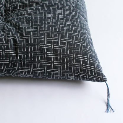 Japanese Futon Mattress, Artisan Handmade (Fabric: Enshu Weaving with Sashiko Embroidery Filling: Organic Cotton 100%) NAVY