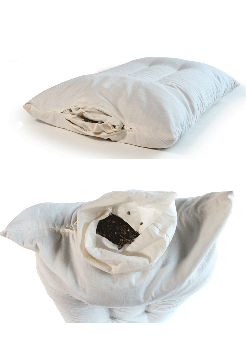 Gift Set of A Japanese Buckwheat Pillow and Two Organic Covers in Jute Bag