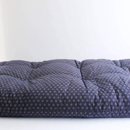 Japanese Futon Mattress, Artisan Handmade (Fabric: Asanoha Flax Leaf Pattern Filling: Natural Cotton 100%)
