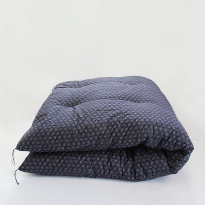 Japanese Futon Mattress, Artisan Handmade (Fabric: Asanoha Flax Leaf Pattern Filling: Natural Cotton 100%)