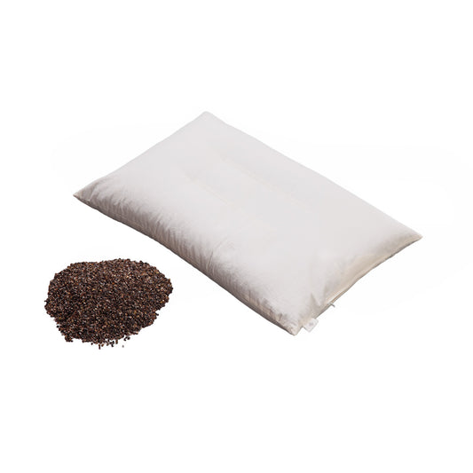 Japanese Buckwheat Pillow, Soba Hulls Pillow, Adjustable Height, Organic Fabric NC