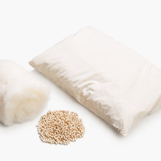 Dual Comfort Pillow, Organic Cotton and Hinoki Chips,  Artisan Handmade (Fabric: Organic Cotton, Filling: Organic Cotton 100% 600g) 17 x 25 in (43 x 63 cm) NC