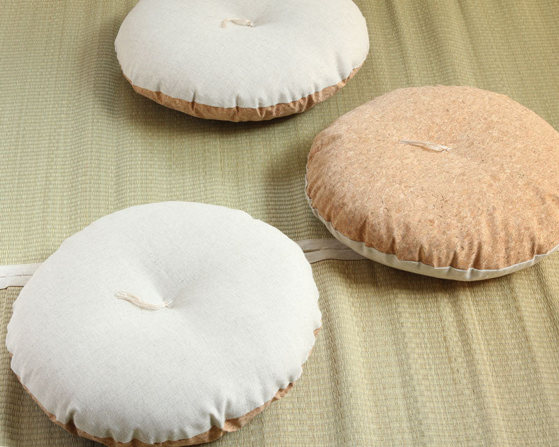 Maru (Round) Zabuton - Natural Cork Leather - 40 cm Diameter