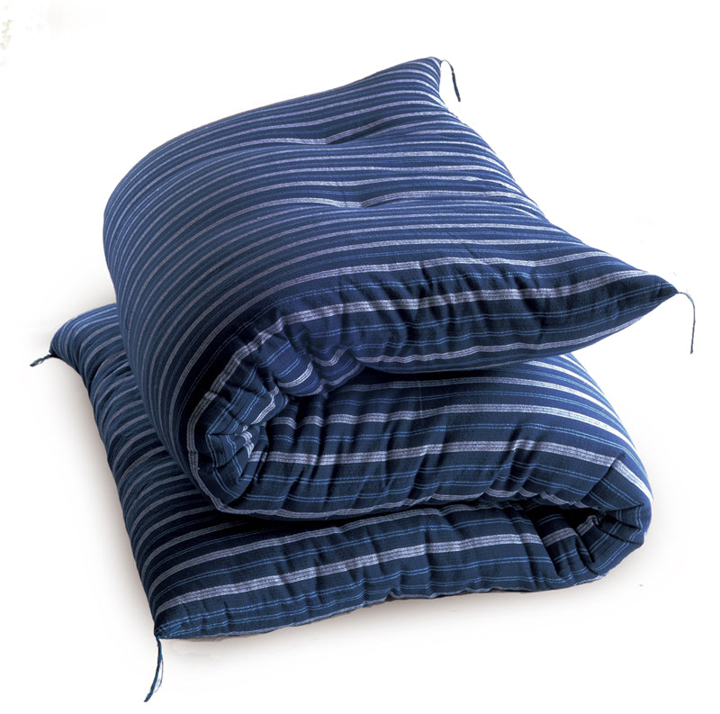 Japanese Futon Mattress Made by Craftsmen (Fabric: Enshu Weave Cotton Shima Stripes Pattern, Filling: Organic Cotton 100%)