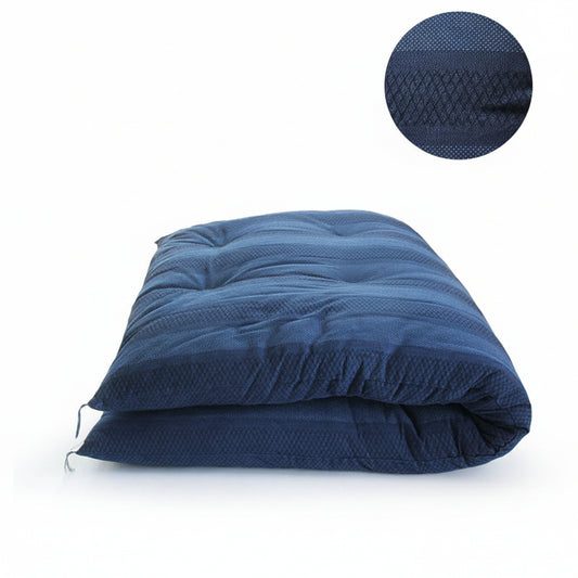 Japanese Futon Mattress, Artisan Handmade (Fabric: Enshu Weave  Filling: Organic Cotton 100%,) MIXED BLUE