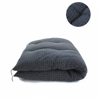 Japanese Futon Mattress, Artisan Handmade (Fabric: Enshu Weaving with Sashiko Embroidery Filling: Organic Cotton 100%) NAVY