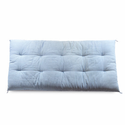 Japanese Futon Mattress, Artisan Handmade (Fabric: Herbal Dyed Cotton Filling: Organic Cotton 100%) Indigo Stripe