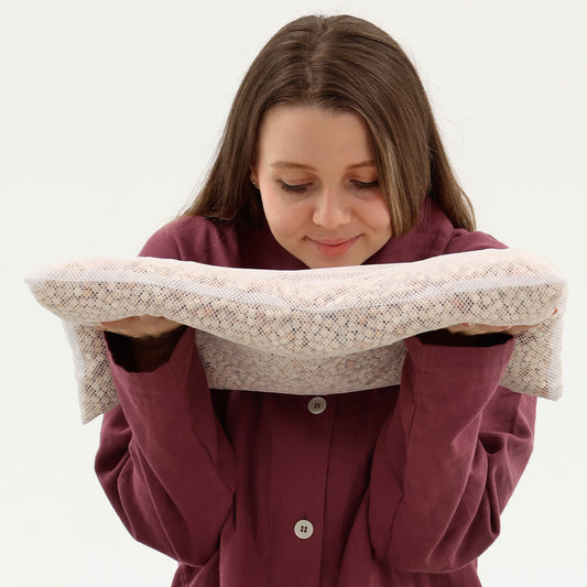 Adjustable height Hinoki Wood Cubes Pillow, Polyester Mesh Case NC