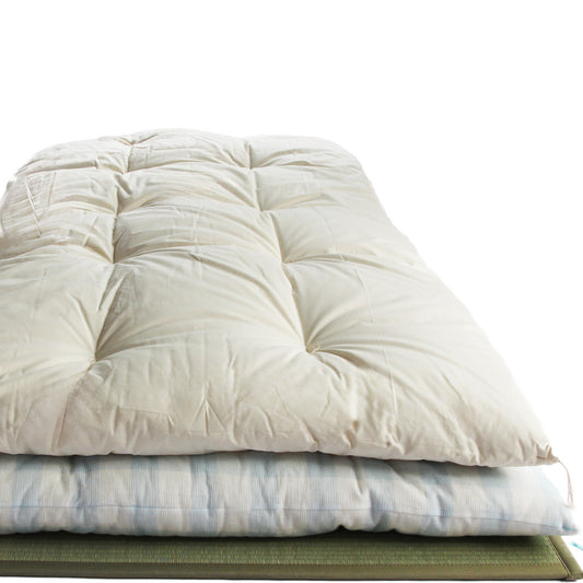 US STOCK GOTS Certified Japanese Futon Topper, Artisan Handmade (Fabric: Organic Cotton, Filling: Organic Cotton 100%)