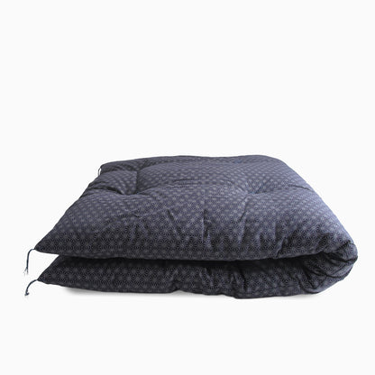 Japanese Futon Mattress Topper, Artisan Handmade 30% Thinner (Fabric: Asanoha Flax Leaf Pattern, Natural Cotton 100%)