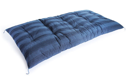 Japanese Futon Mattress, Artisan Handmade (Fabric: Enshu Weave  Filling: Organic Cotton 100%,) MIXED BLUE