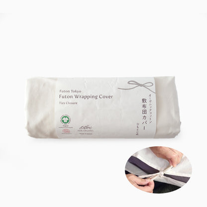 GOTS Certified Futon Mattress Cover, Organic Cotton, Tie Closure