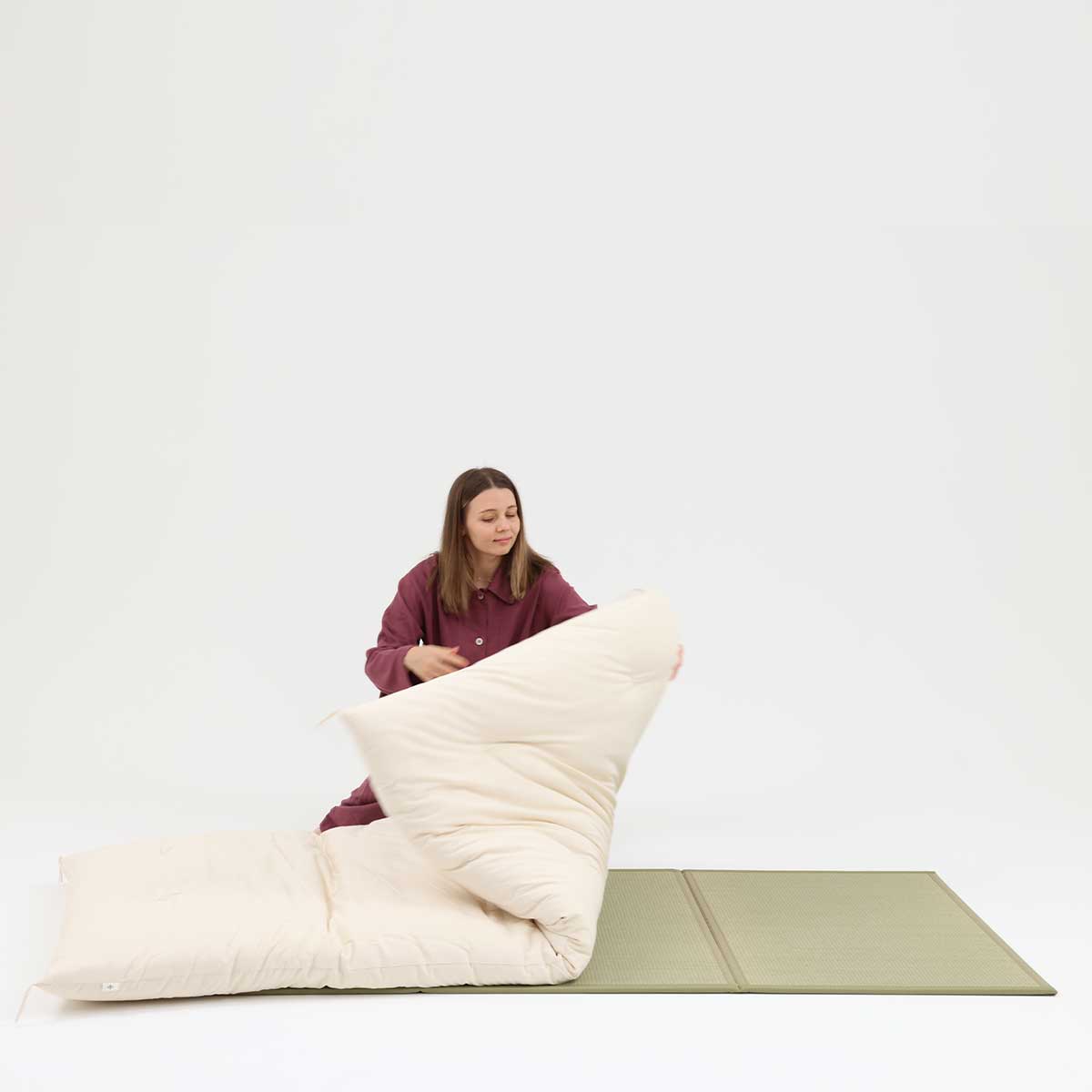 GOTS Certified Japanese Futon Mattress, Artisan Handmade (Fabric: Organic Cotton, Filling: Organic Cotton 100%)
