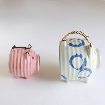 Pottery Mosquito Coil Holder - Small Green Pig, Kayari, Katori Buta