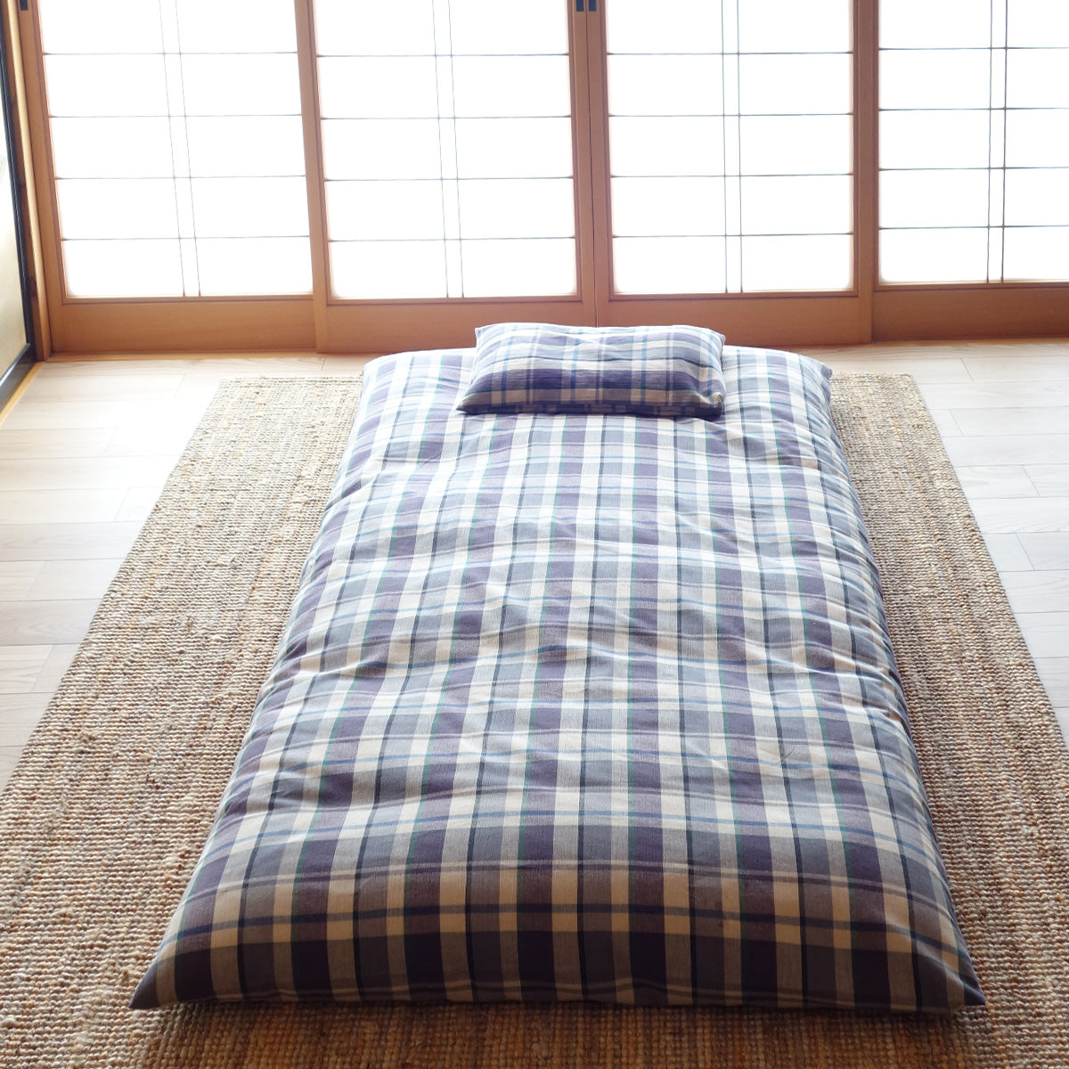 Capa de Futon Japonês Shiki (Colchão de Futon) - Xadrez Têxtil Trama Enshu