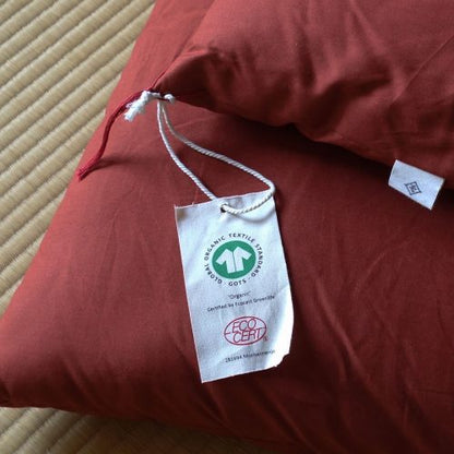 GOTS Certified Japanese Futon Mattress, Artisan Handmade (Fabric: Organic Cotton, Filling: Organic Cotton 100%) Kuriume Red