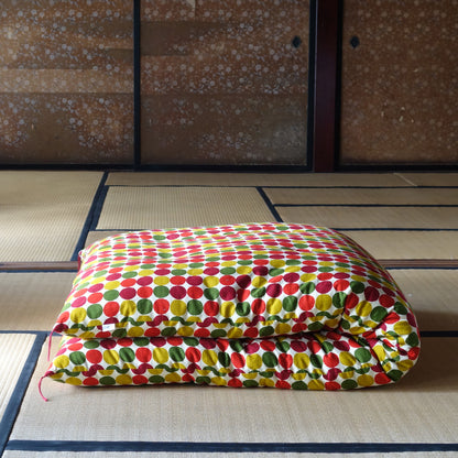 Japanese Futon Mattress, Artisan Handmade (Fabric: Polka Dot Red, Filling: Organic Cotton 100%)
