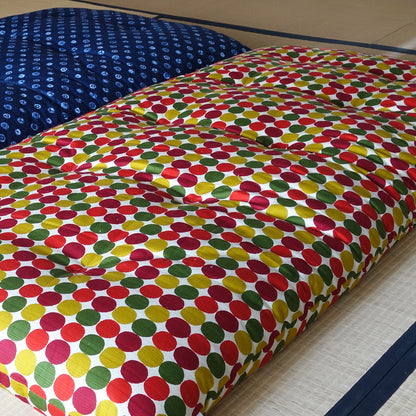 Japanese Futon Mattress, Artisan Handmade (Fabric: Polka Dot Red, Filling: Organic Cotton 100%)