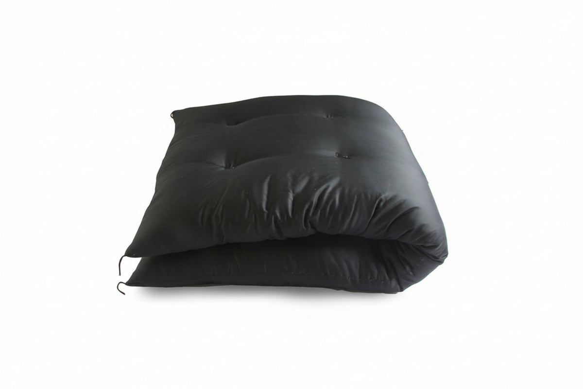 Japanese Futon Mattress, Artisan Handmade (Fabric: Supima Cotton Black, Filling: Organic Cotton 100%)