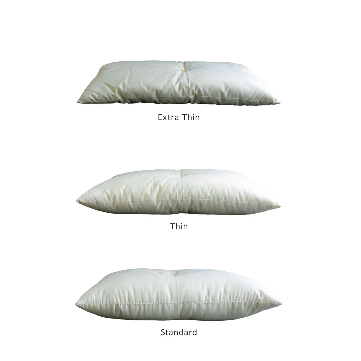 GOTS Certified Organic Extra Thin Pillow,  Artisan Handmade (Fabric: Organic Cotton, Filling: Organic Cotton 100% )  Pillow Topper NC