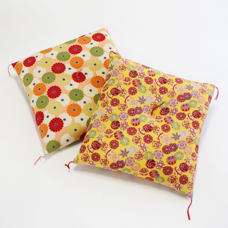 Japanese Cushion (Zabuton) -  Kikuyuzen and Kodemari 23 x 21"