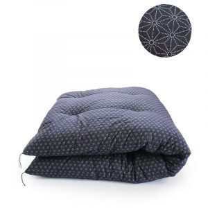 Japanese Futon Mattress, Artisan Handmade (Fabric: Flax Leaf Pattern Filling: Natural Cotton 100%)