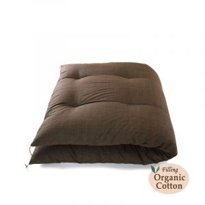 Japanese Futon Mattress, Artisan Handmade (Fabric: Nagomi Cotton Brown, Filling: Organic Cotton 100%)