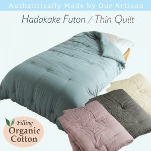 Japanese Hada Kake Futon (Thin Quilt), Artisan Handmade (Fabric: Wazarashi Cotton, Filling: Organic Cotton 100% ) Single size