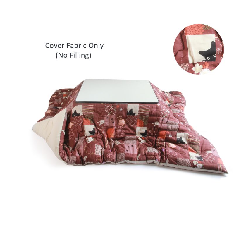 Bezug für japanischen Kotatsu Futon (Muster: Katzen schwarz rot)