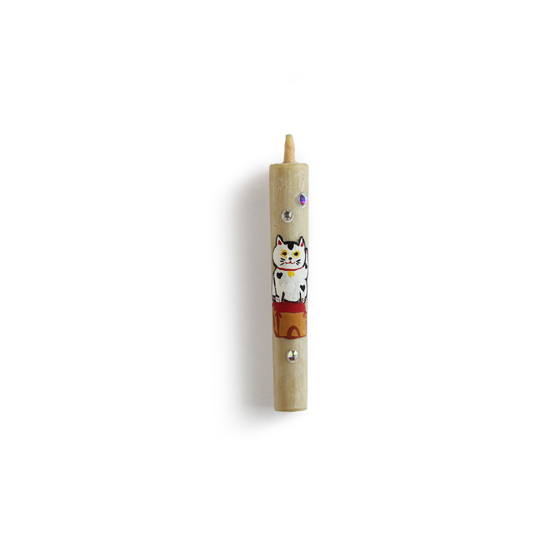 Crystal Hand-Painted Warosoku Candle <Maneki Neko Size 3> - Image 3