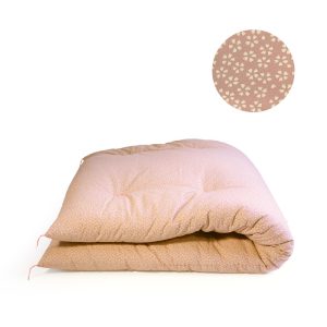 Japanese Futon Mattress Made by Craftsmen (Fabric: Sakura Pattern Pink, Filling: Natural Cotton 100%)