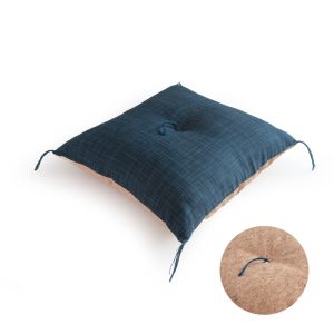 Japanese Zabuton Cushion Natural Cork Leather Nagomi Navy 40cm Square