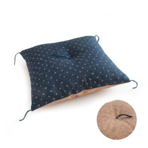 Japanese Zabuton Cushion Natural Cork Leather Warabe Navy 40cm Square