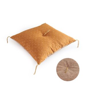 Japanese Zabuton Cushion Natural Cork Leather Warabe Yellow 40cm Square