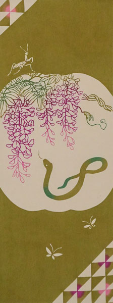Tenugui , Japanese hand towel (Snake& Japanese wisteria) - الصورة 8