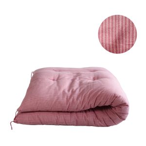 Japanese Futon Mattress, Artisan Handmade (Fabric: Herbal Dyed Cotton Filling: Organic Cotton 100%,) Madder Stripe